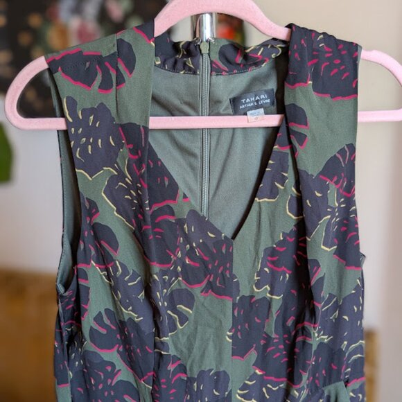 Arthur S. Levine Tahari Monstera Leaf Dress Size 12 - Picture 4 of 8